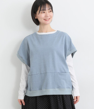 別注｜裏毛デニム切替ベスト(インディゴブルー-ONESIZE)