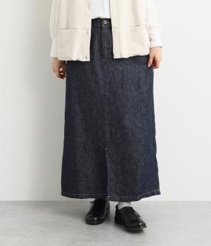 リネンデニムストレートスカート(インディゴネイビー-F)