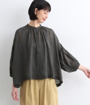 ラミーギャザーブラウス(チャコール-ONESIZE)