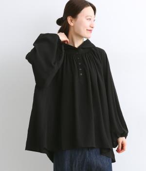 シャーリングギャザーアノラックプルオーバー(ブラック-ONESIZE)