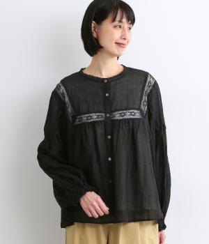 ラミーボイルレースブラウス(ブラック-ONESIZE)