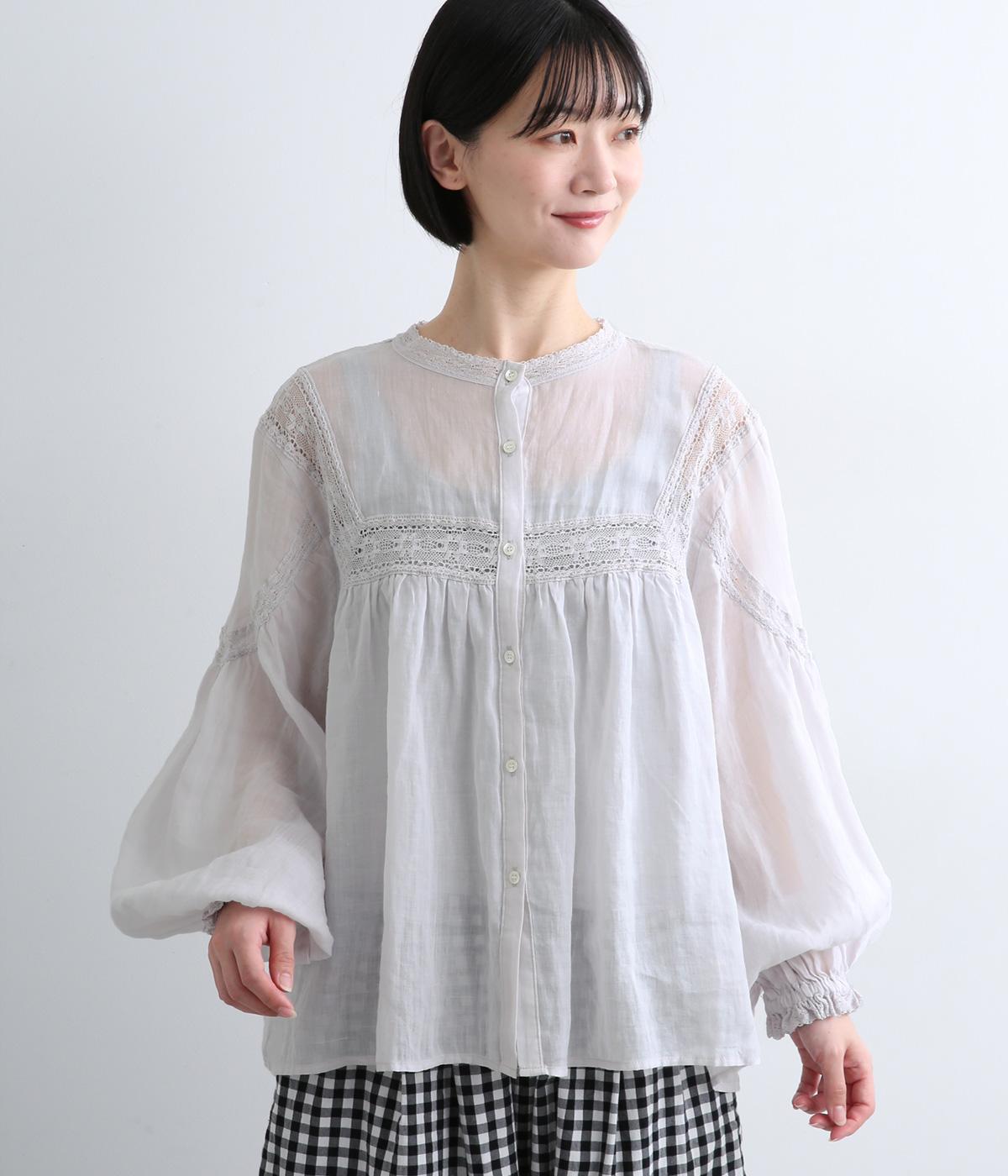 ラミーボイルレースブラウス(ライトグレー-F)