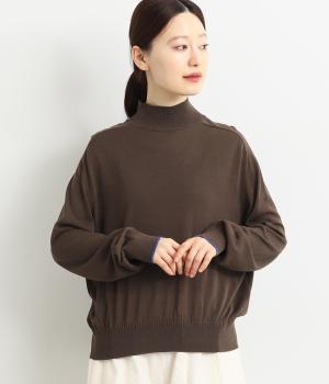 モックネックロングスリーブプルオーバー(ブラウン-F)