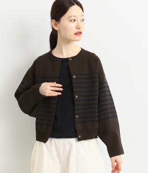 ミラノリブカーディガン(ブラウン×ネイビー-F)