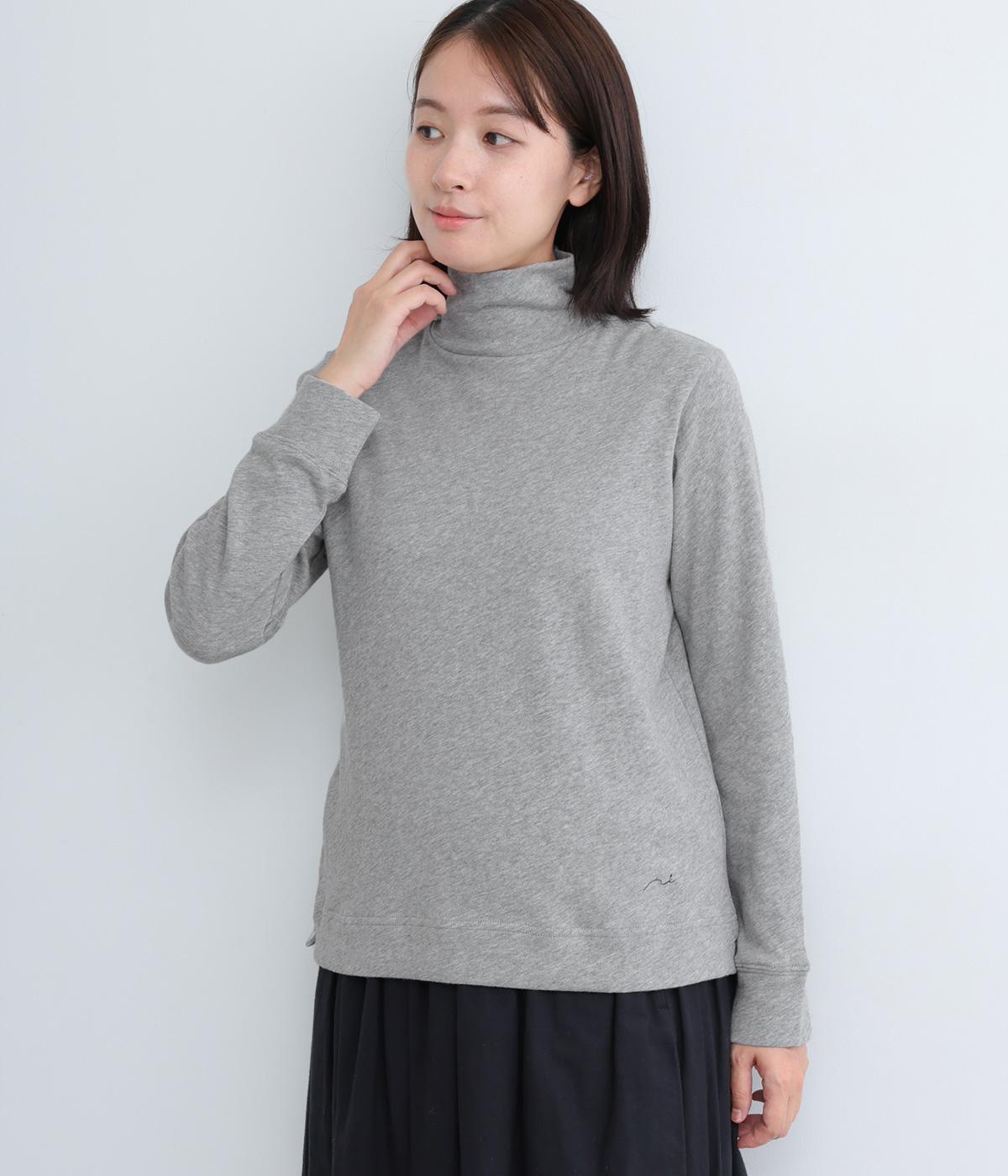 コットン裏起毛天竺タートルプルオーバー(グレー-F)