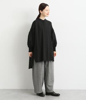 シャーリングカフスシャツチュニック(ブラック-F)
