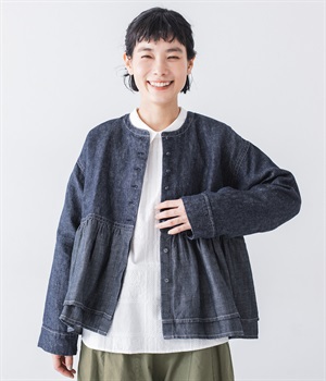 一部別注｜リネン切替ペプラムジャケット