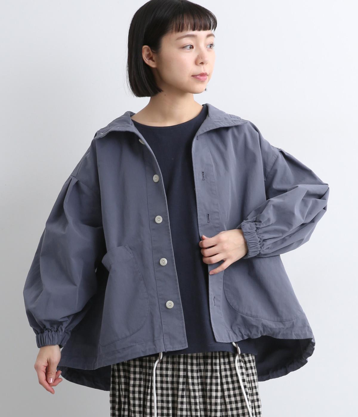 タックスリーブフードブルゾン(ブルー-F)