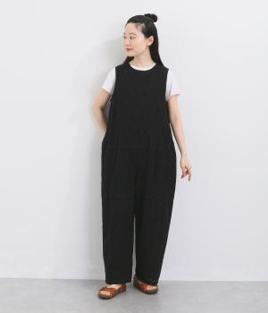 カットワーク刺繍サロペット(ブラック-F)
