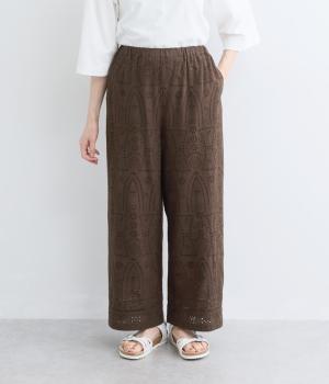 カットワークシシュウパンツ(ブラウン-F)