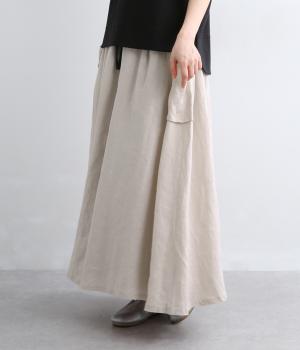 フレンチリネン平織りTCスレキサイドポケットリネンスカート