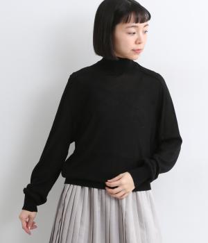 モックネックロングスリーブプルオーバー(ブラック-F)