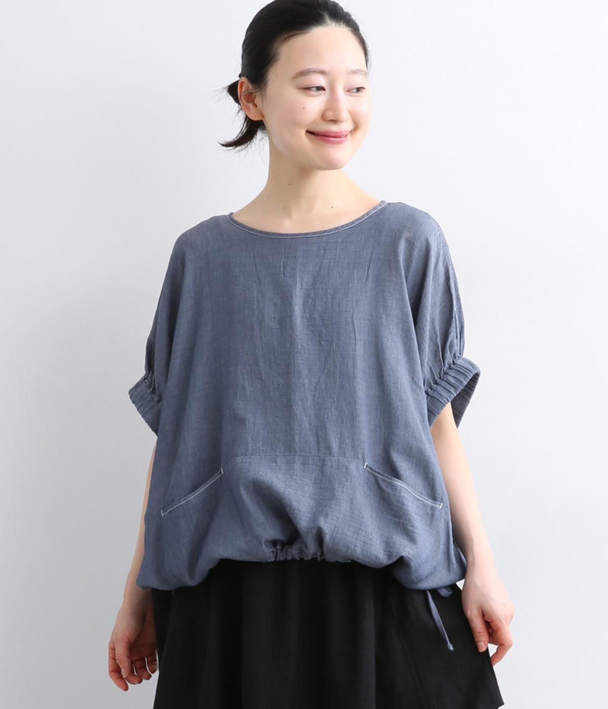 ライトインディゴデニムビエラドロストブラウス(インディゴシャンブレー-F)