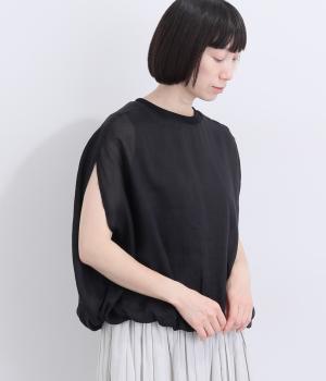 レイヤードバルーンTシャツ(ブラック-F)