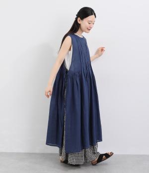 タックギャザーエプロンワンピース