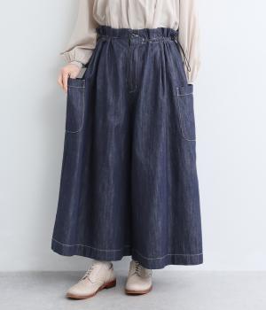 ドロストキュロットパンツ（インディゴネイビー・F）