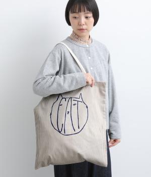DOG or CATエコバッグ（ベージュ×オフ(CAT)・F）