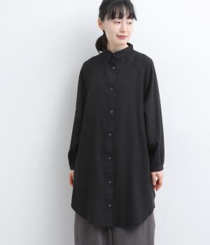 ラグランシャツチュニック（ブラック・F）