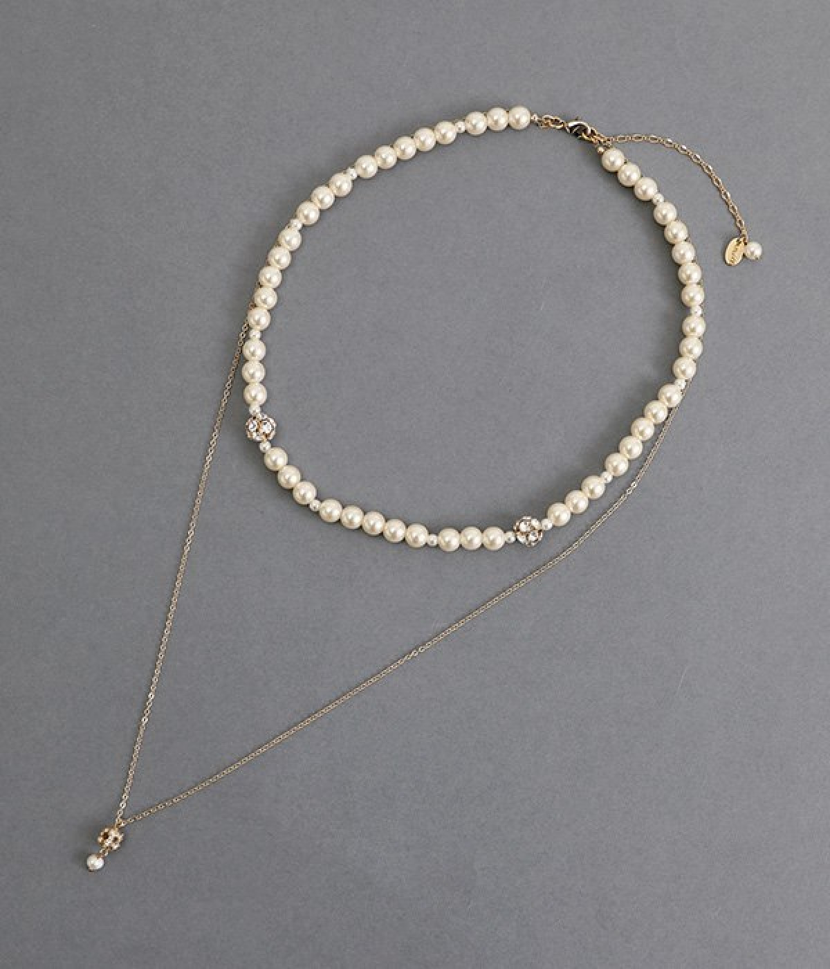 2連パール&チェーンネックレス(カラー1-ONESIZE)