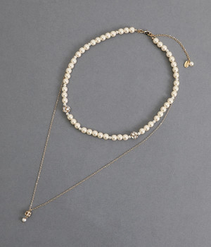 2連パール&チェーンネックレス(カラー1-ONESIZE)