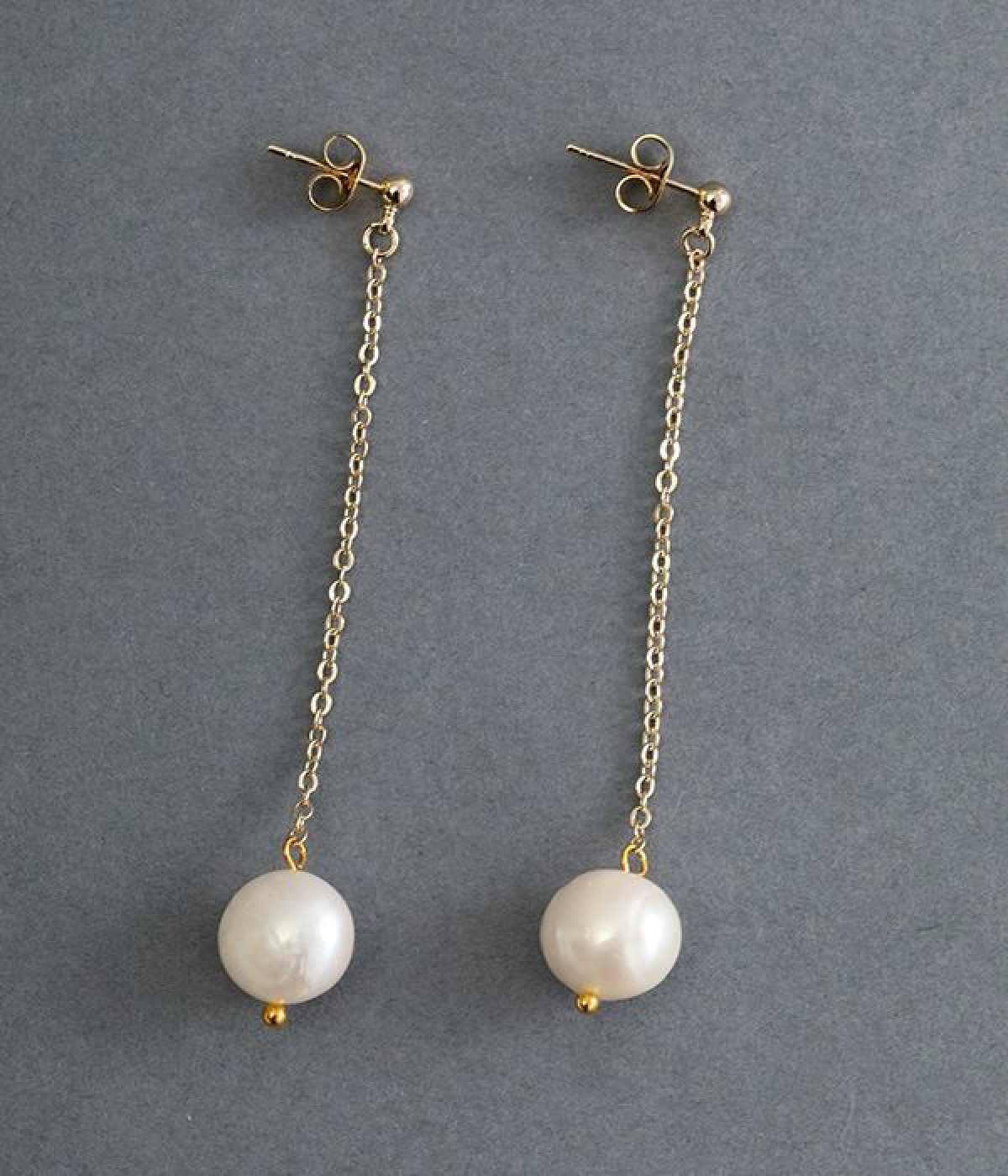 大粒淡水パール ピアス(アイボリー-ONESIZE)