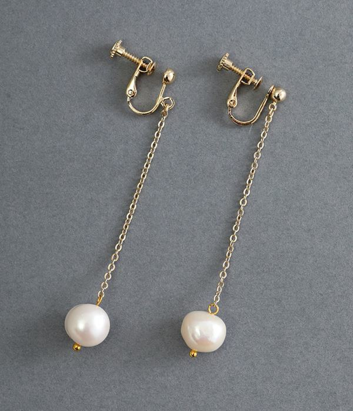 大粒淡水パール イヤリング(アイボリー-ONESIZE)