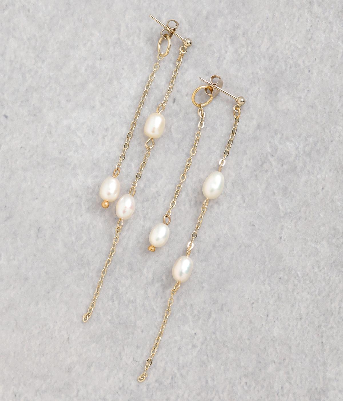 エレガント淡水パールピアス(ゴールド-F)