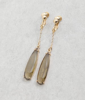 ティアドロップストーンイヤリング(ブラウン-ONESIZE)