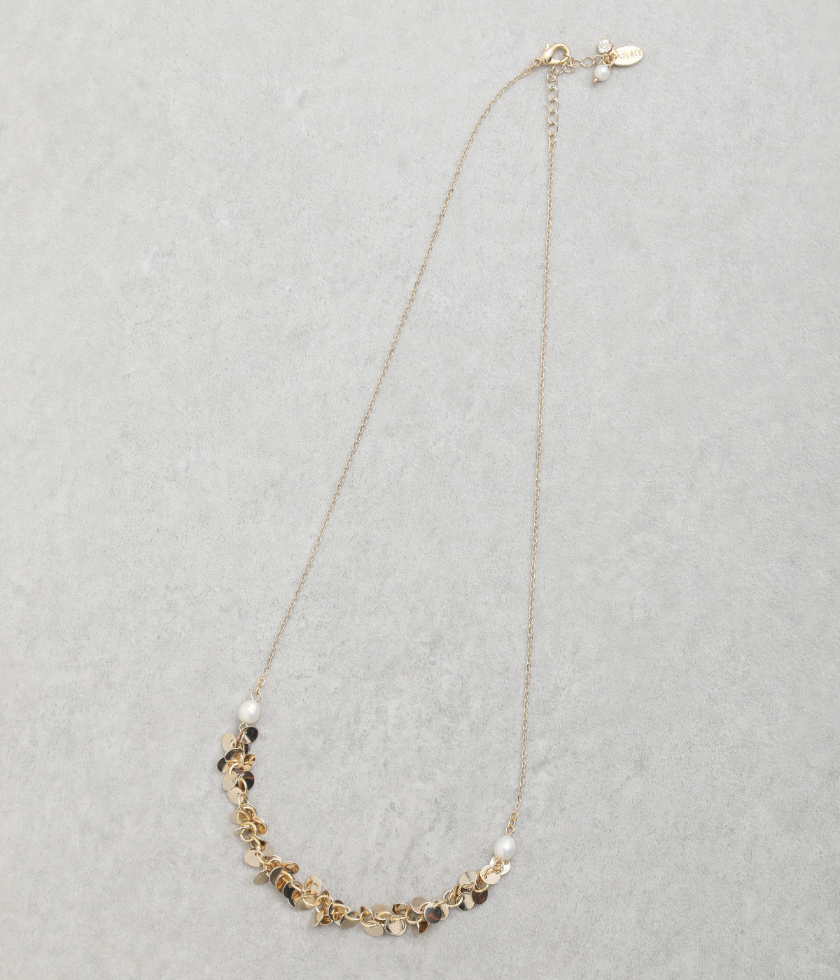 シャンデリアチェーン＆淡水パールネックレス(ゴールド-ONESIZE)