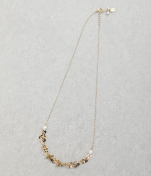 シャンデリアチェーン＆淡水パールネックレス(ゴールド-ONESIZE)