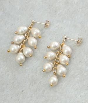 しずくパールピアス(アイボリー×ゴールド-F)