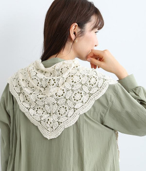 レース編み　ショール(オフホワイト-ONESIZE)
