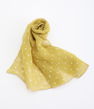 ドット柄　リネンストール(イエロー-ONESIZE)