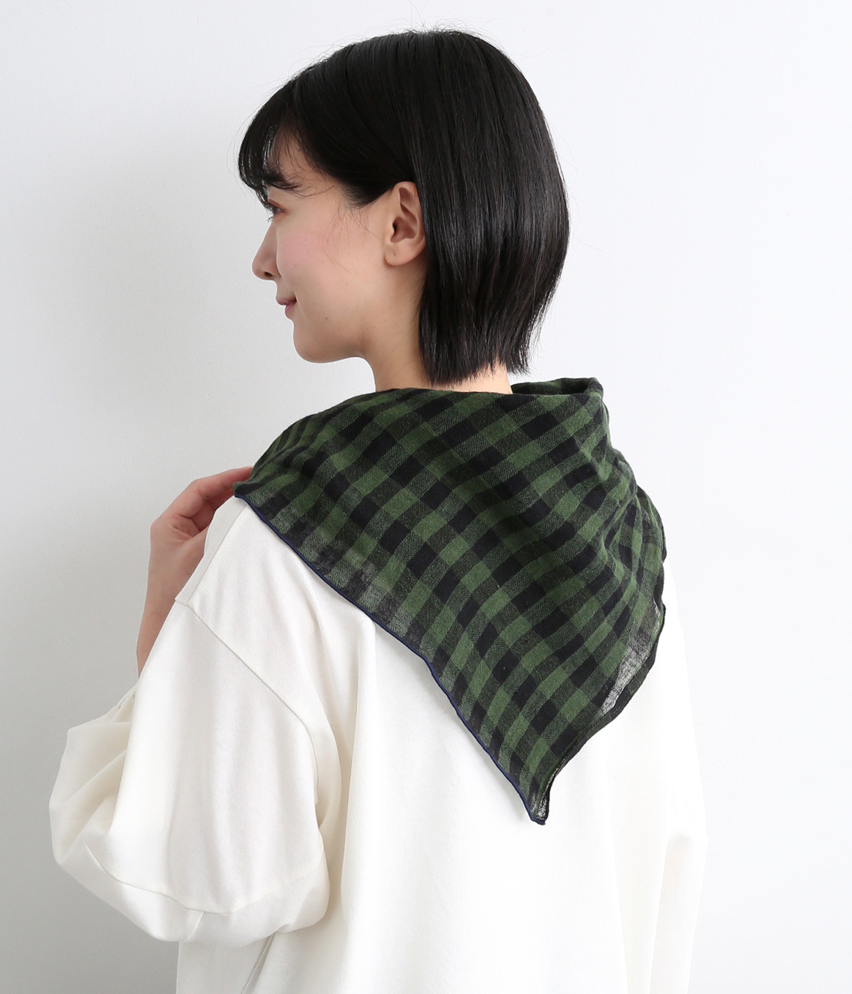 チェック　コットンリネンストール(ギンガム-ONESIZE)