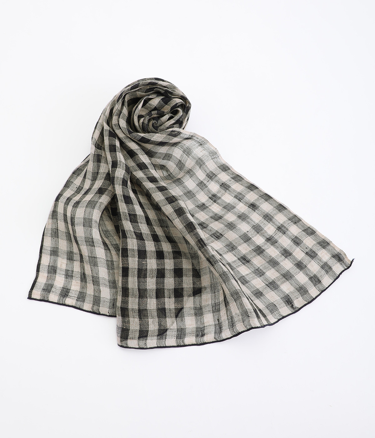 モノトーン　リネンストール(ギンガム-ONESIZE)