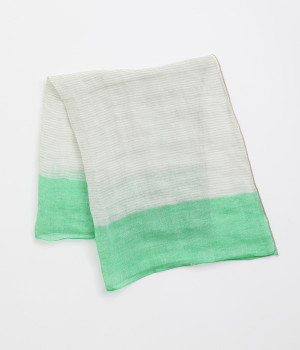 カラー×ストライプ　リネンストール(グリーン-ONESIZE)