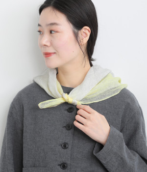 カラー×ストライプ　リネンストール(イエロー-ONESIZE)