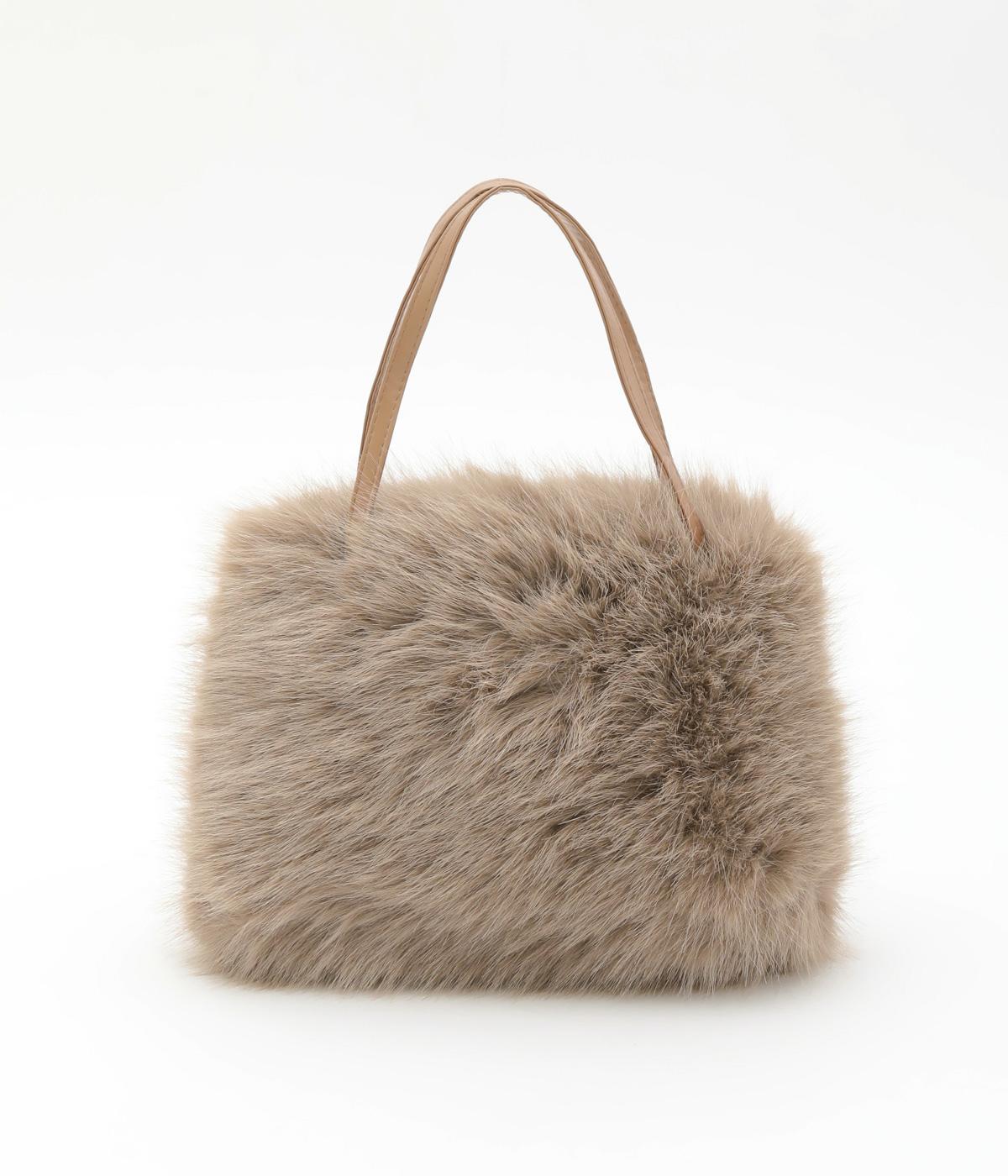 2wayエコファーハンドバッグ(ベージュ-F)