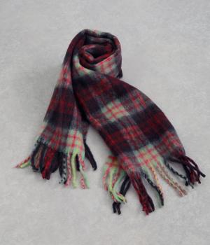 チェックフリンジストール(ブラック-F)