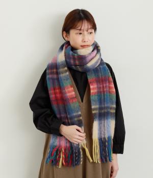 チェックフリンジストール(イエロー-F)