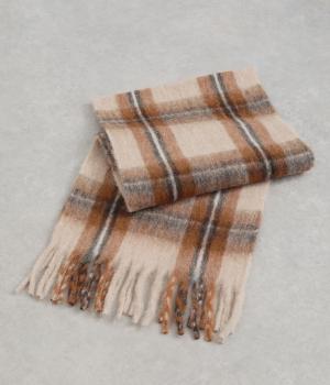 チェック柄ストール(ベージュ-F)