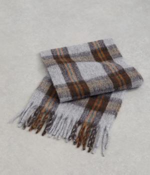 チェック柄ストール(グレー-F)