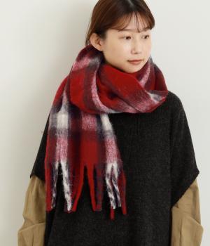 チェック柄ストール(レッド-F)