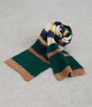 ふんわりボーダーマフラー(グリーン-F)