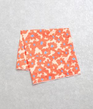 コットン お花スカーフ(オレンジ-F)
