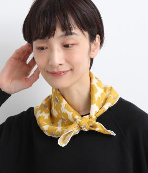 コットン お花スカーフ(イエロー-F)