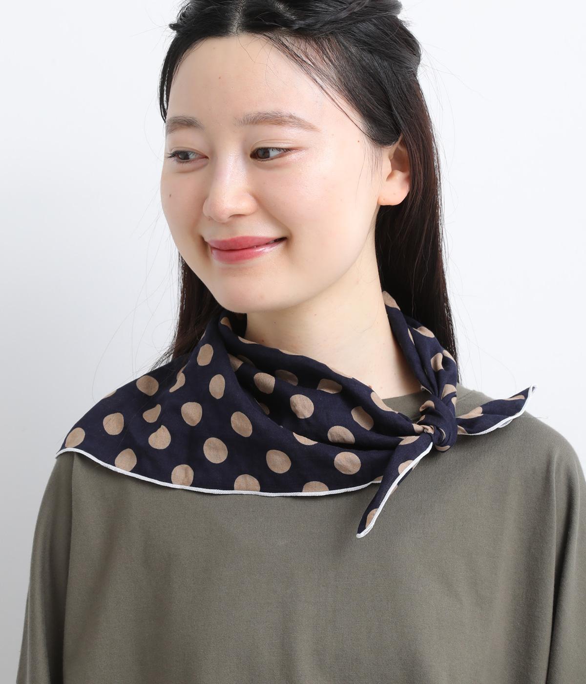コットン ドットスカーフ(ネイビー-F)