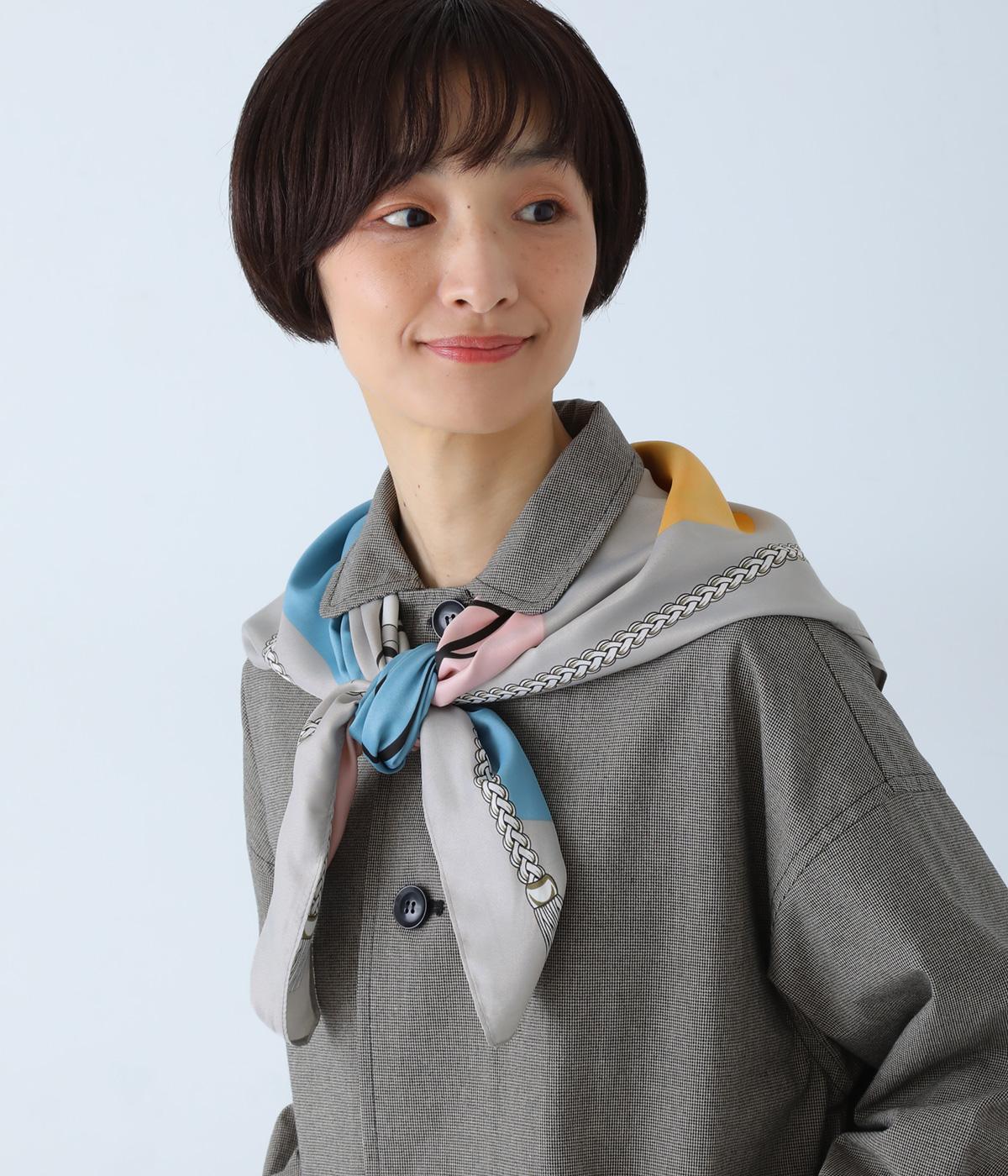 アートプリントスカーフ(グレー-F)