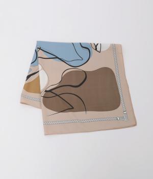 アートプリントスカーフ(ベージュ-F)