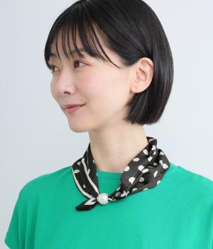 ドットワンタッチスカーフ(ブラック-F)
